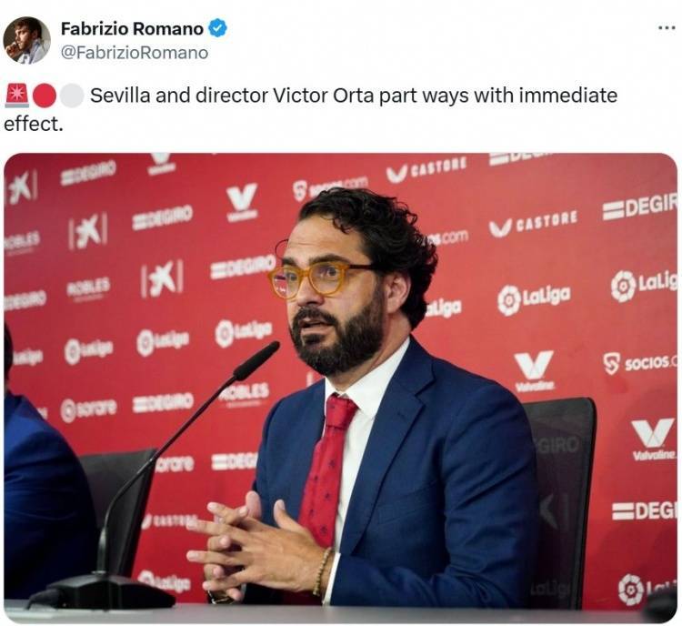 爱游戏体育首页-罗马诺：塞维利亚与体育总监维克托-奥尔塔分道扬镳，即日生效